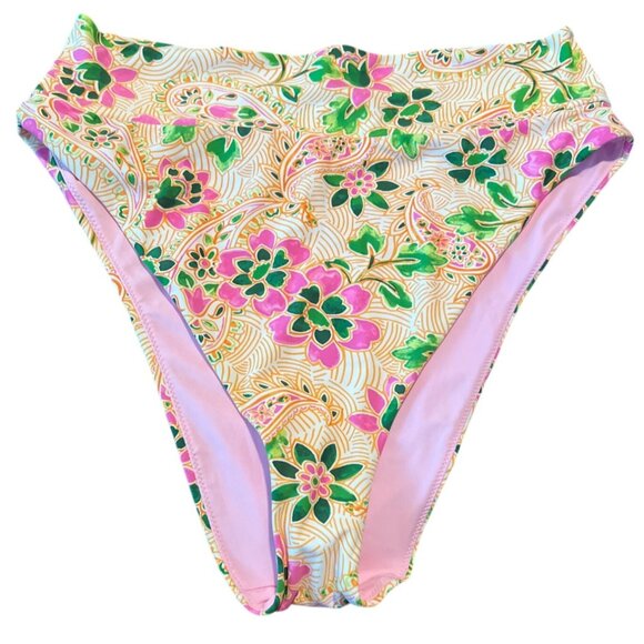 Aerie‎ Cheekiest Bikini Bottom XL Floral Print Color Lip Gloss - Picture 3 of 7